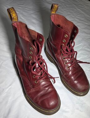 Dr. Martens 1460 Pascal Cherry Red Leather Boots US Women's 8 / Men's 7 UK 6